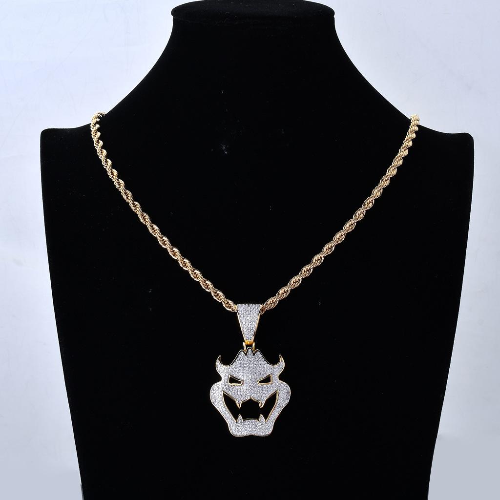 Collier Homme Européen et Américain Pendentif Zircon Costume d'Halloween Masque Vampire Monstre Pendentif Collier Tendance