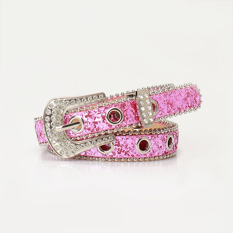 Y2k Punk Leather Belt For Women With Alloy Buckle And Rhinestone Details For Street Style Fashion