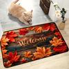 Welcome Maple Leaf Doormat Autumn Fall Red Maple Leaves Rustic Wood Plank Print Entrance Rug Indoor Front Door Home Decor Mat