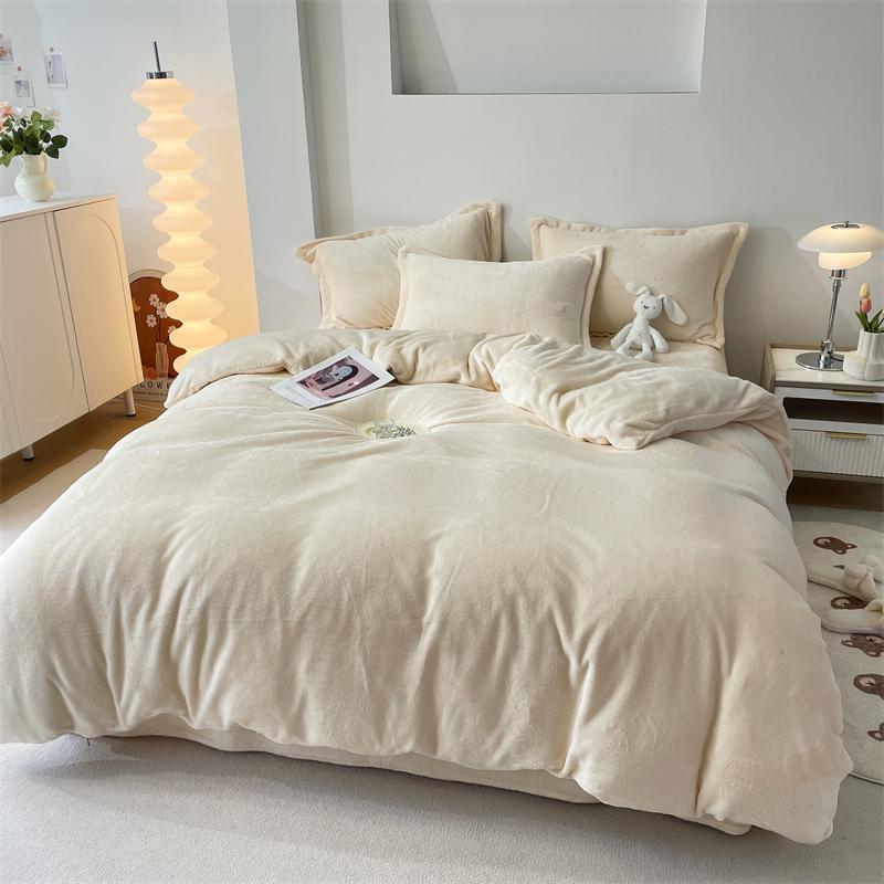 Winter Flannel Duvet Cover Solod Color Soft Warm Quilt Cover Cozy Thick Comforter Cover for Adults Children Queen King Bed Linen