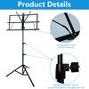 Music Stand for Sheet, Metal Sheet Music Stand Portable Adjusted Podiums Stand with Tripod Base and Sheet Music Folder