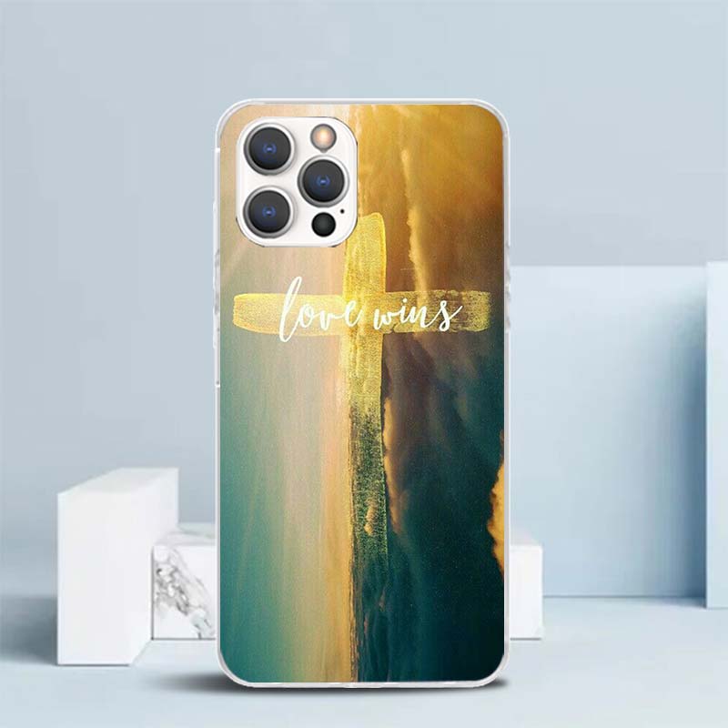 God Jesus Pray Cross Soft Cover for iPhone 16 17 Air 15 14 Pro Max 16E Phone Case 13 Mini 12 11 7 SE 8 Print Pattern Fit Cases 1