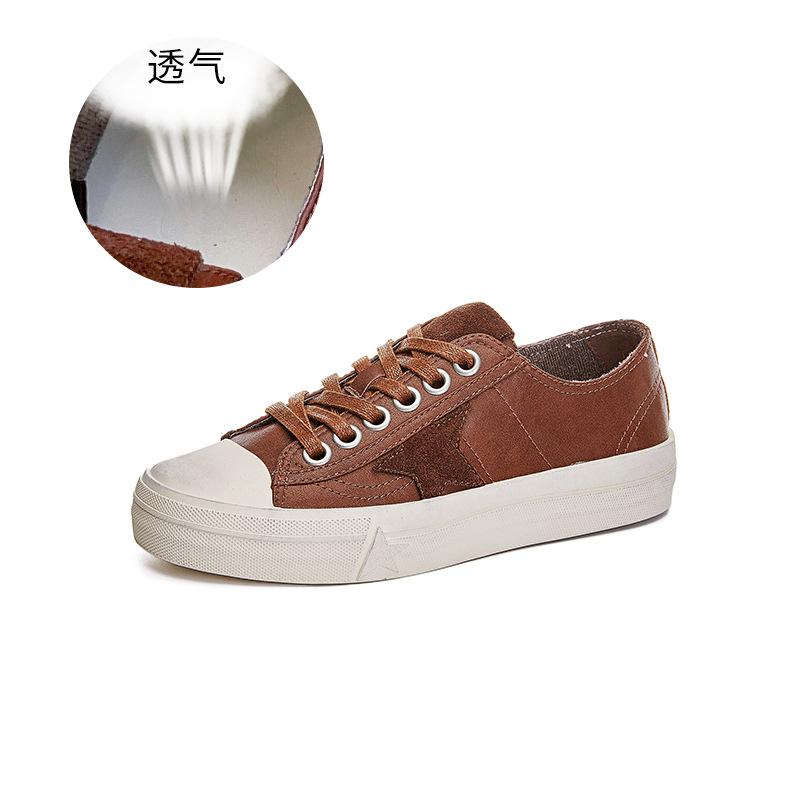 Leather star women's shoes 2025 spring and summer new flat-bottomed dirty shoes casual fashion little white shoes women's versatile board shoes women