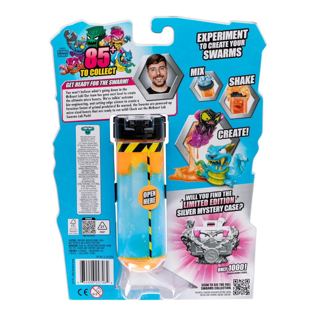 MrBeast Lab Swarms Series 2 Atomic Lab Collectible add water and shake the test tube to reveal 2 of 5 surprise 85 mystery fun unboxing Ages 5 and