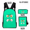 Novelty Classic Monster Face 3D Print 3pcs/Set pupil School Bags Laptop Daypack Backpack Inclined shoulder bag Pencil Case