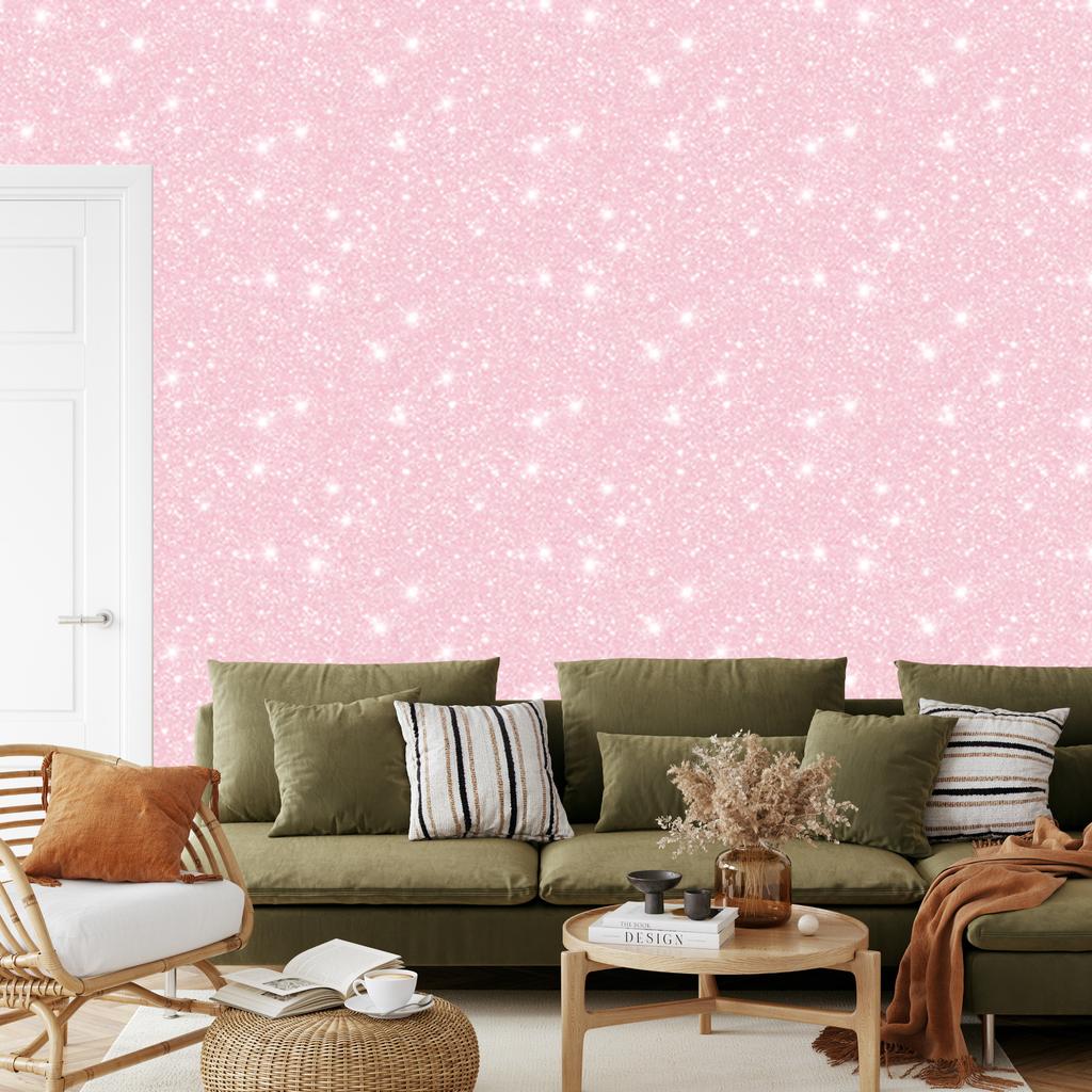 Powder Pink Glitter Wallpaper, Subtle Detail for Living Room and Bedroom 50x1000