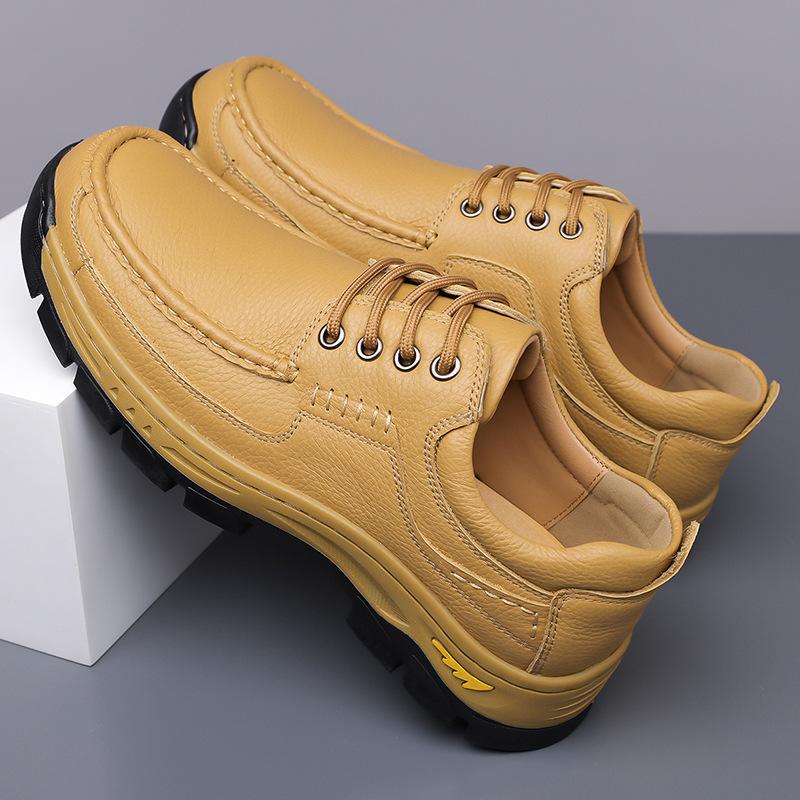 Leather Shoes Men's Genuine Leather 2025 Autumn and Winter New First-layer Cowhide Versatile Platform Men's Casual Shoes Middle-aged and Elderly Out