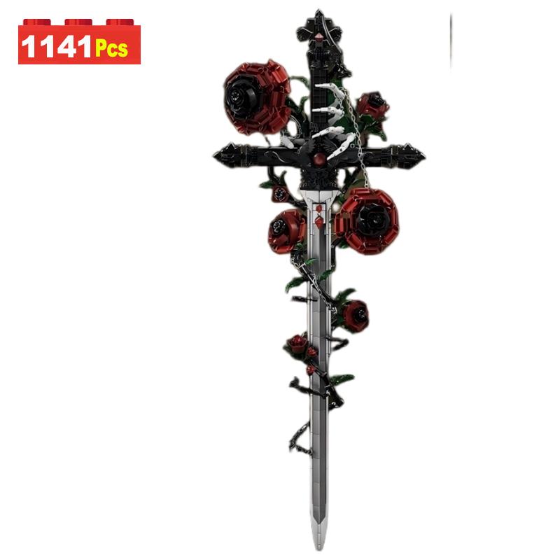 City Creative Horror Series Building Blocks MOC Rose Skull Moon Hourglass Cross Heart Model Assembly Bricks Adult Toys DIY Gift