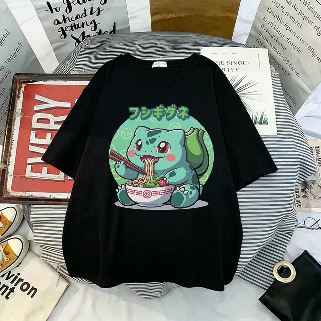 Anime Pokémon 30th Anniversary Peripherals Pikachu Charmander Graphic Print T-shirt Summer New Tee Men Women Oversize Top O-neck Cotton Summer New Tee