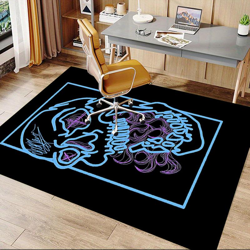 1pc Skull Hair Home Office, Durable Polyester Floor Mat with Easy, Office Decor, Urban Style, Nonslip Backing