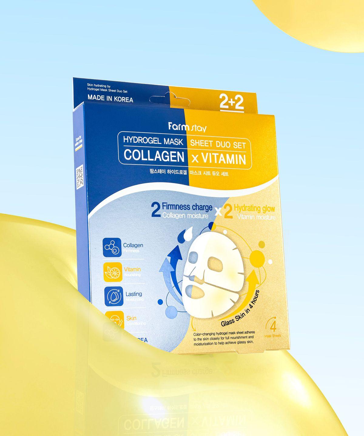 Collagen x Vitamin Hydrogel Mask Duo Set 1 Box (4 Sheets) 1 box (4 sheets)