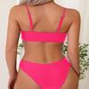 2025 European and American Solid Color Lace-Up Split Swimsuit - Women's Summer Beach Bikini & Hot Spring Swimwear