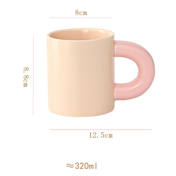 Creative Minimalism Porcelain Mugs Tableware Big Handle Water Cup Coffee Mug Dining Table Afternoon Tea Teacup Fruits Juice Cup