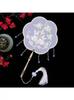 Traditional Chinese Fan for Children, Summer Hanfu Dance Fan for Girls, Embroidered Ancient Costume Fan with Tassel Pendant, Unique-Shaped Fan