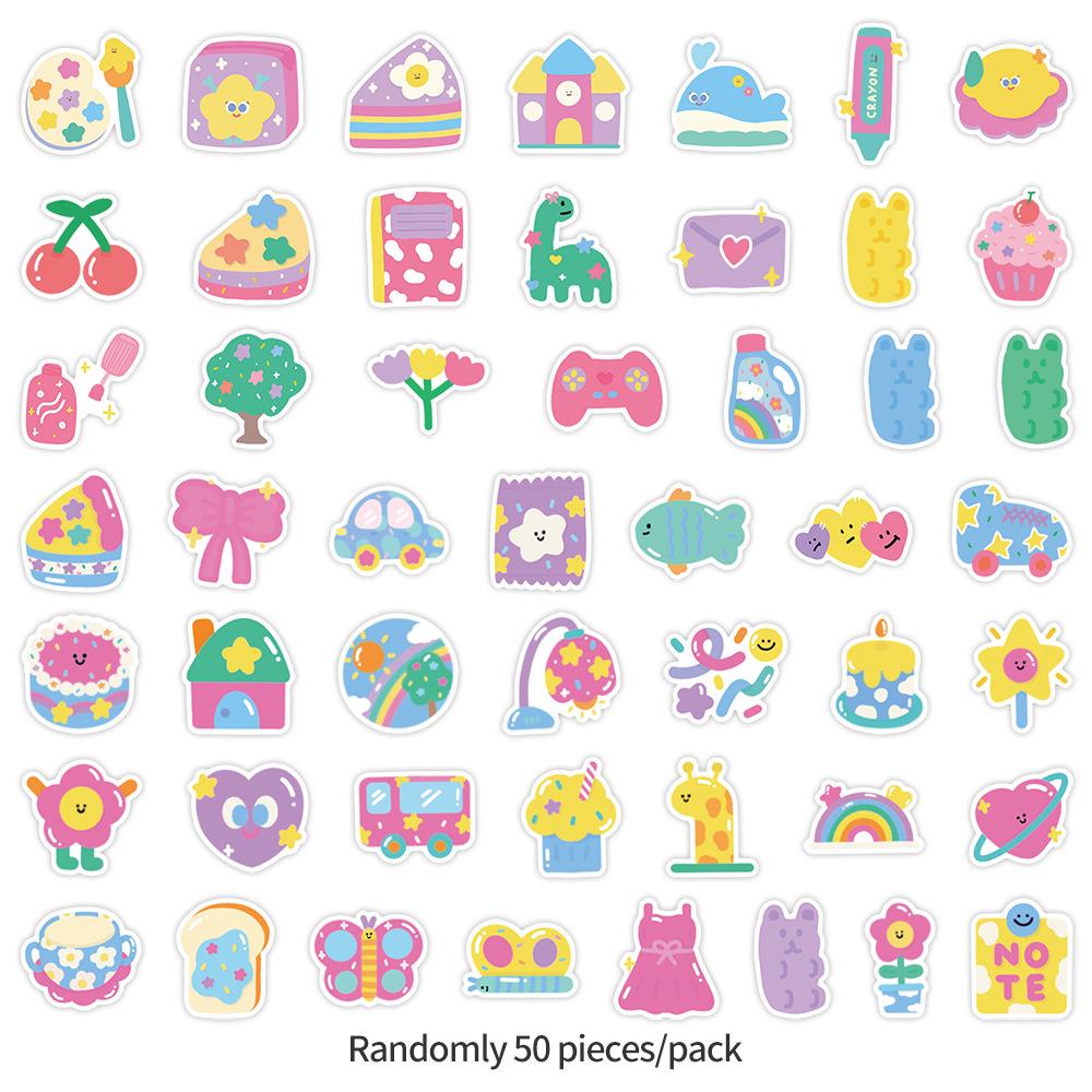 50 Hand-Painted Cute Doodle Stickers - Waterproof & Decorative for Bottles and Computers, with Creative Animal Designs.