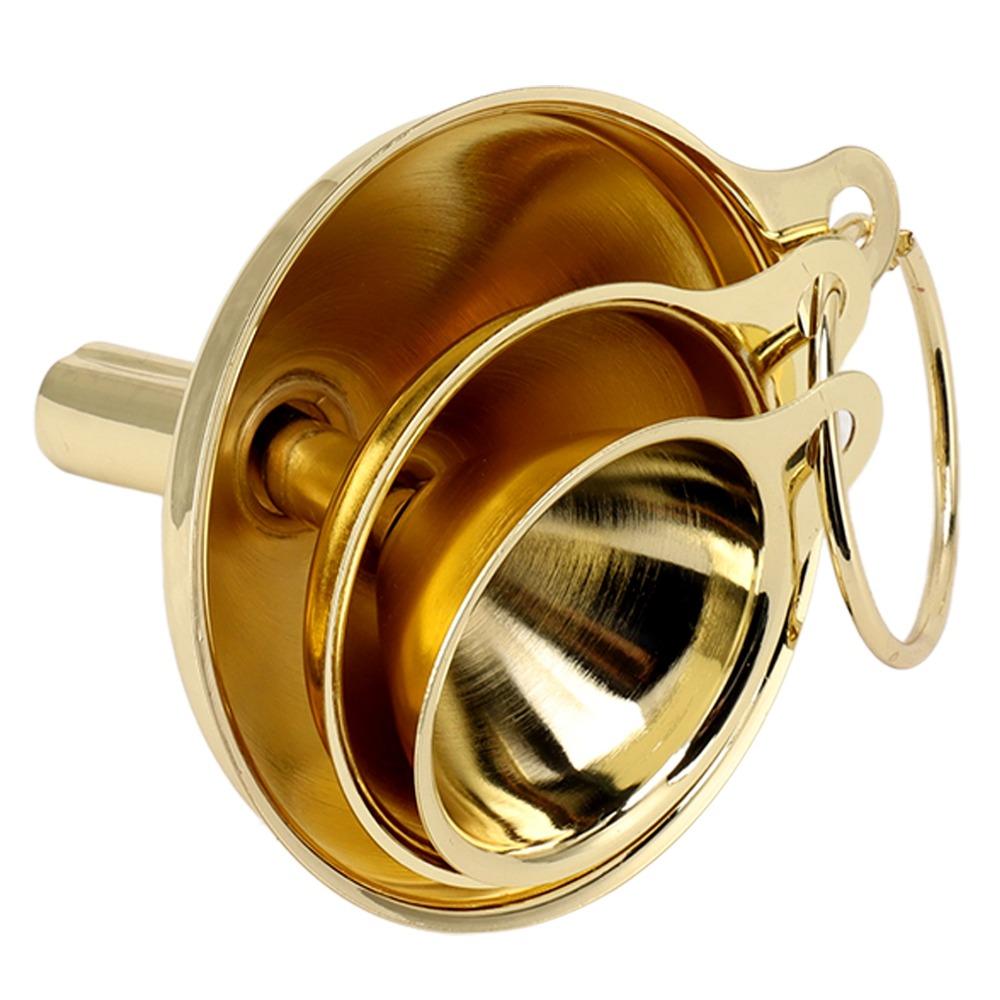 3 Pieces Gold Kitchen Funnel Set Small Food Grade Stainless Steel Funnel Narrow Valve Rod Metal Mini Hopper Cooking Oil