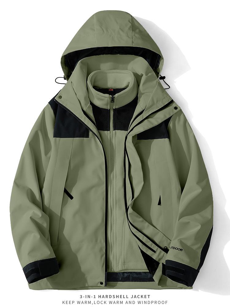 Unisex 3-in-1 Windproof Waterproof Jacket Set for Autumn/Winter Outdoor Travel & Mountaineering