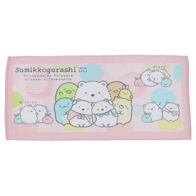 Face Towel Polar Shirring Dye Print <Sumikkogurashi Bear's Hometown>