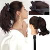 Synthetic Short Wavy Dark Ponytails Hair High Temperature Fiber Bun Fake Hair Chip-in Hair Extensions Pony Tail