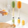 Cleaning Brush Set with Extended Anti-Slip Bear Handle Silicone Bottle Brush Nipple Straw Cleaner Baby Feeding Tool