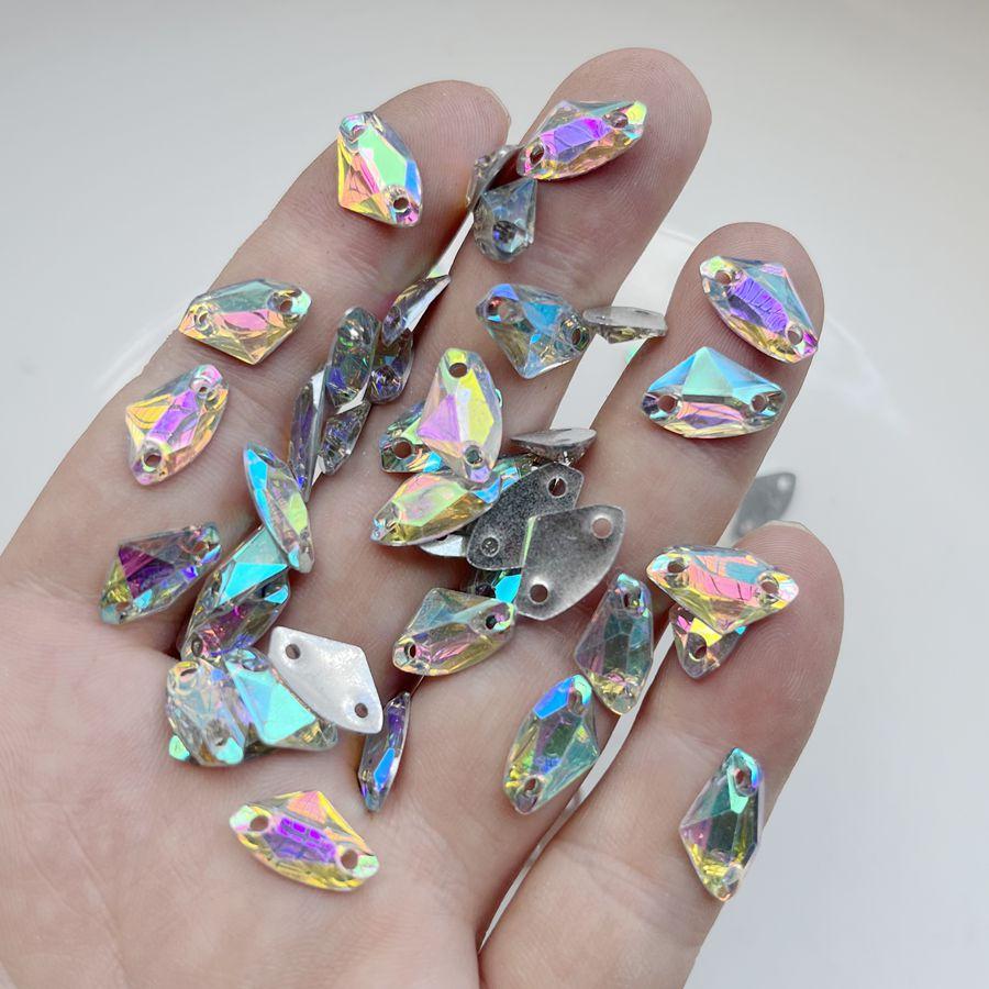 100 strass en résine à coudre ronds/oeil de cheval brillants à double trou pour scrapbooking, adaptés à la décoration de robe, à la production de bijoux DIY