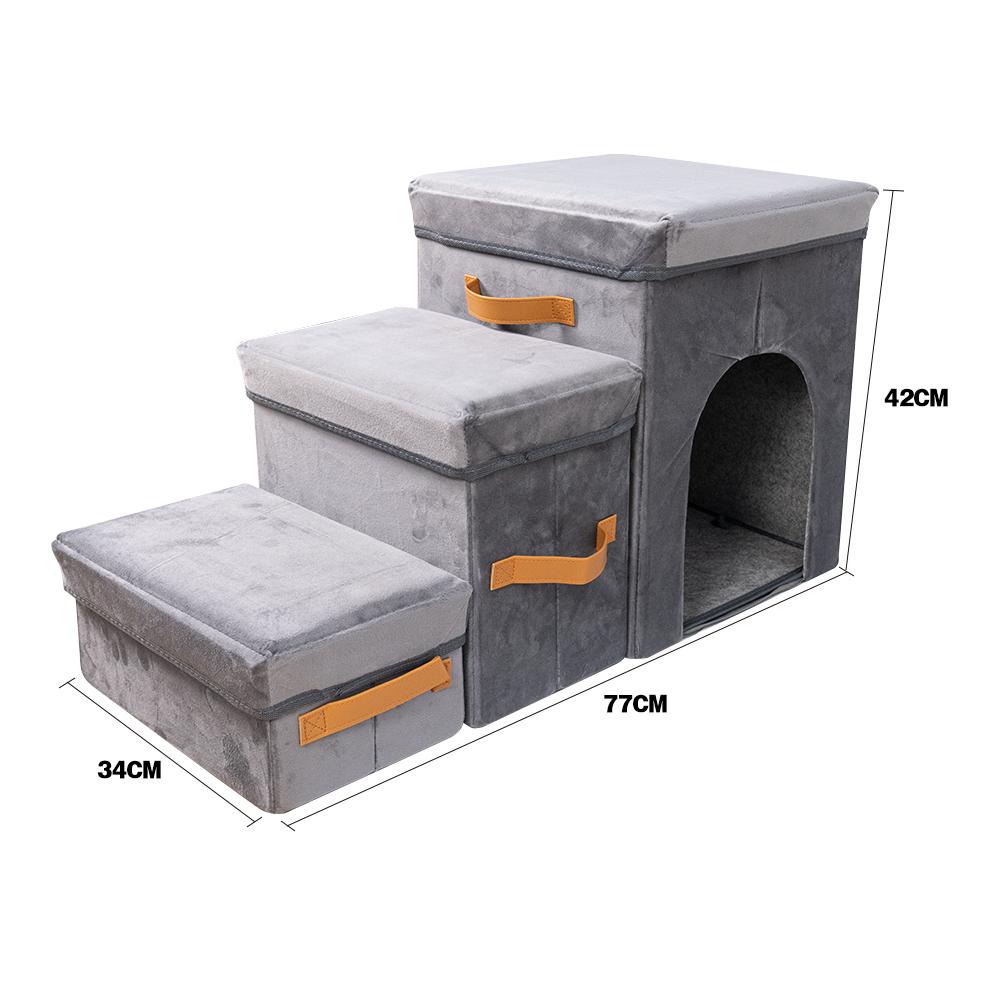 Custom Manufacturer Wholesale Three Step Foldable Storage Cat Dog Stairs серый