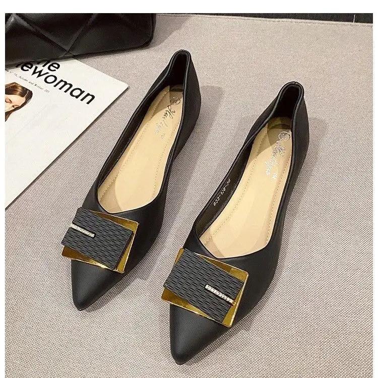 Fashion Office Pointed Toe Women's Flat Shoes Low Price Ladies Footwear Luxury Brand Chic and Elegant Lastest 2025 Summer Dress Y2k Shoe