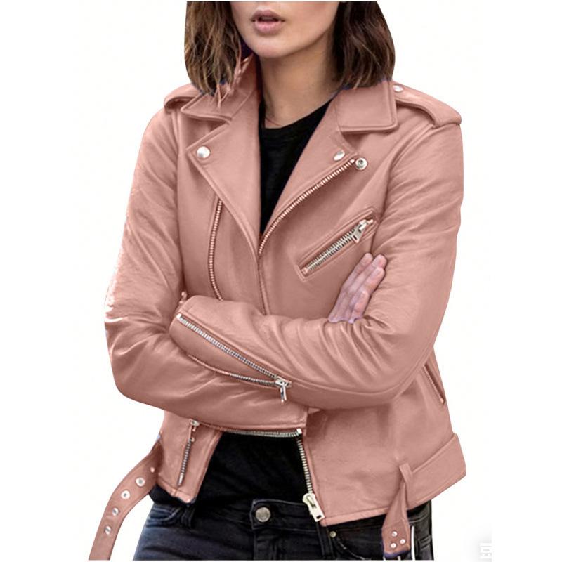 Women's PU Leather Motorcycle Jacket - 2026 Korean Style, Slimming, Short Trendy Fall/Winter Outerwear