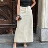 Autumn and Winter Elegant Solid Color Fashion Women's Skirt Slim Fit High Waist All-match Pocket Slit Skirt for Women