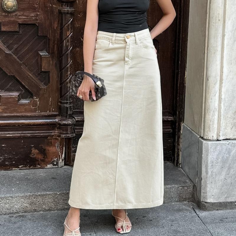 Autumn and Winter Elegant Solid Color Fashion Women's Skirt Slim Fit High Waist All-match Pocket Slit Skirt for Women