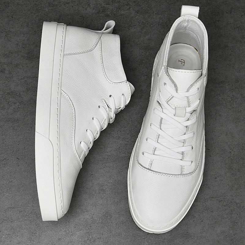 

Мужская обувь 2025 года, весна, новый молодежный тренд, высокие повседневные туфли на платформе, мужские кожаные спортивные туфли белого цвета 38 белый