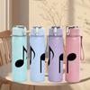 1PC Black Musical Note Minimalist 750ml Color Plastic Sports Water Bottle Leakproof Flip Straw Lid Suitable for Sports Office Home Use
