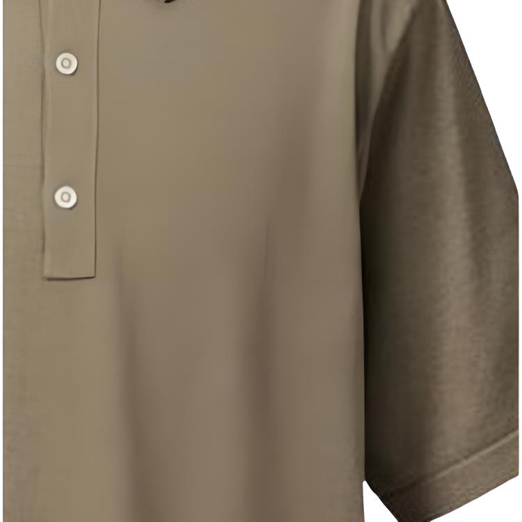 UNIQLO SS24 U Series Solid Color Polo Neck Short Sleeve Knit Top Men tops Light-Brown 467153-35