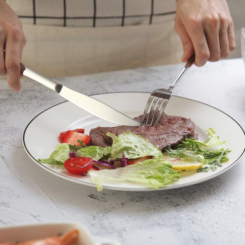 Stainless Steel Cutlery Set: Two-Piece Steak Knife & Fork, Three-Piece Knife, Fork & Spoon