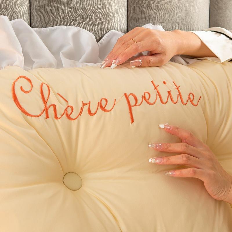 Large Backrest Support Pillow Giant Tatami Cushion Lace Headboard Pillows Neck Filling Pillow Bedside Mattress Backrest Removable Washable Soft Mat