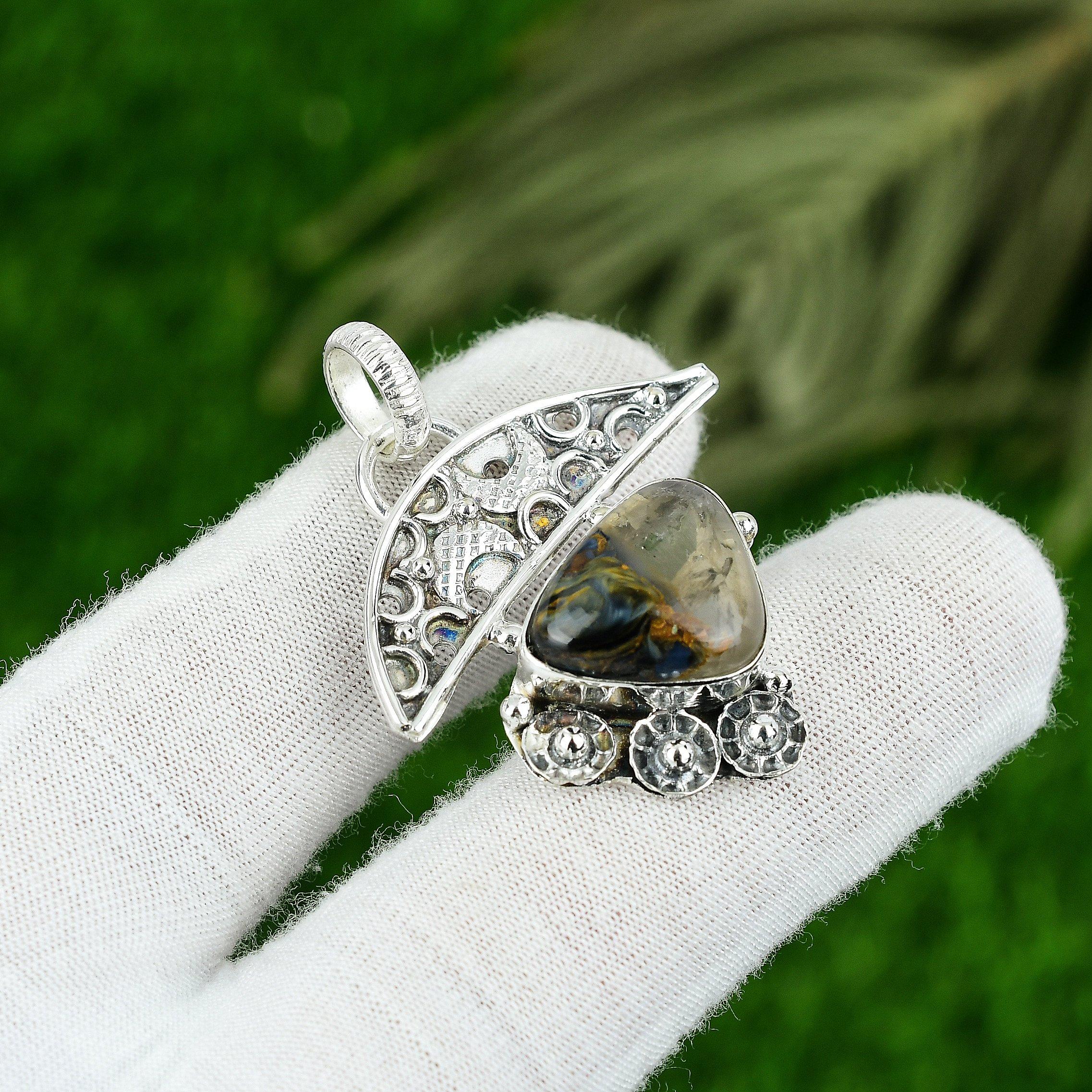 

Natural Pietersite Gemstone Indian Jewelry 925 Sterling Silver Pendant For Girls