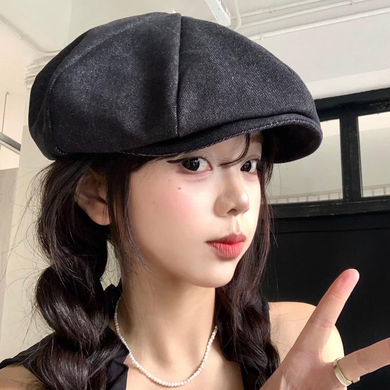 Women S Retro Octagonal Beret Hat Large Head Circumference Fashion Versatile Painter Hat