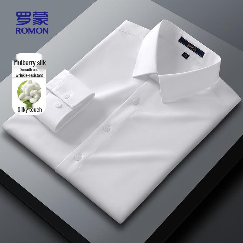 ROMON Men s Easy-Care Mulberry Silk Blend Long Sleeve Shirt 43
