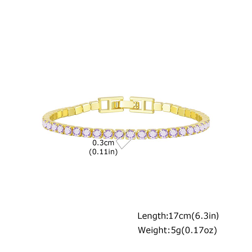 Adjustable Colorful Crystal Tennis Bracelet for Women High Quality 3mm Cubic Zircon Chain Bracelets Luxury Fashion Jewelry Gift