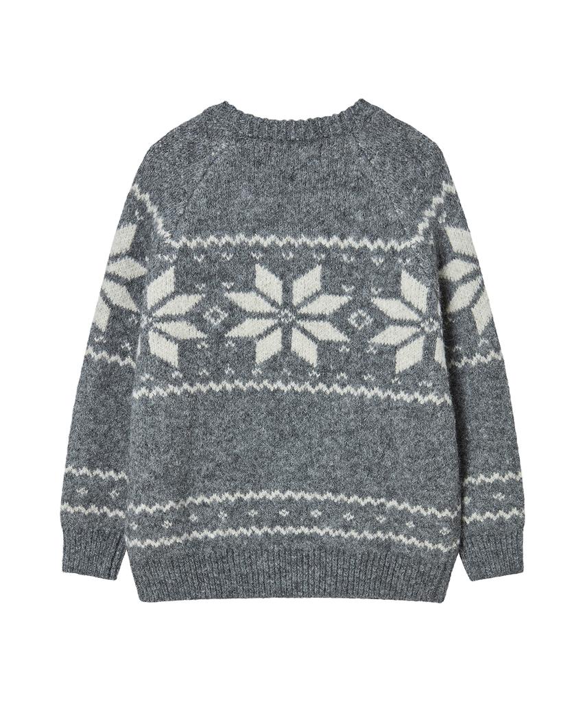 AWESOME STUDIO Nordic Snowflake Jacquard Round Knit Charcoal