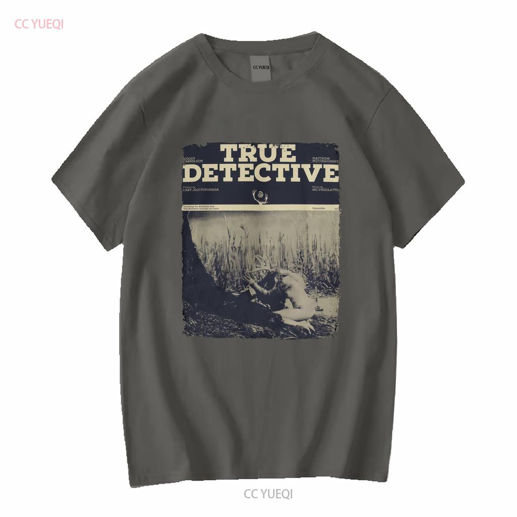 Ästhetisches True Detective Vintage Halloween Horrorfilm Streetwear T-Shirt lange oder kurze Ärmel vintage gewaschen Streetwear