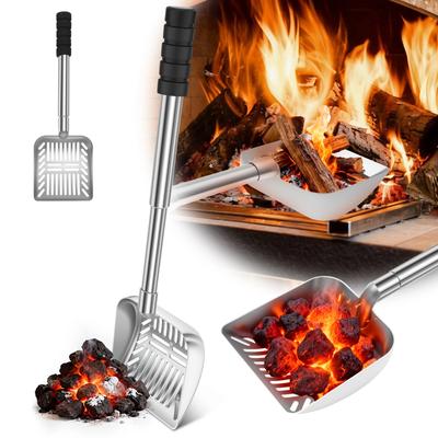Scalable Fireplace Shovel 16 To 21 Inch Adjustable Hollow Out Ash Sifter Coal Stove Shovel for Wood Stove Fireplace and Fire Pit