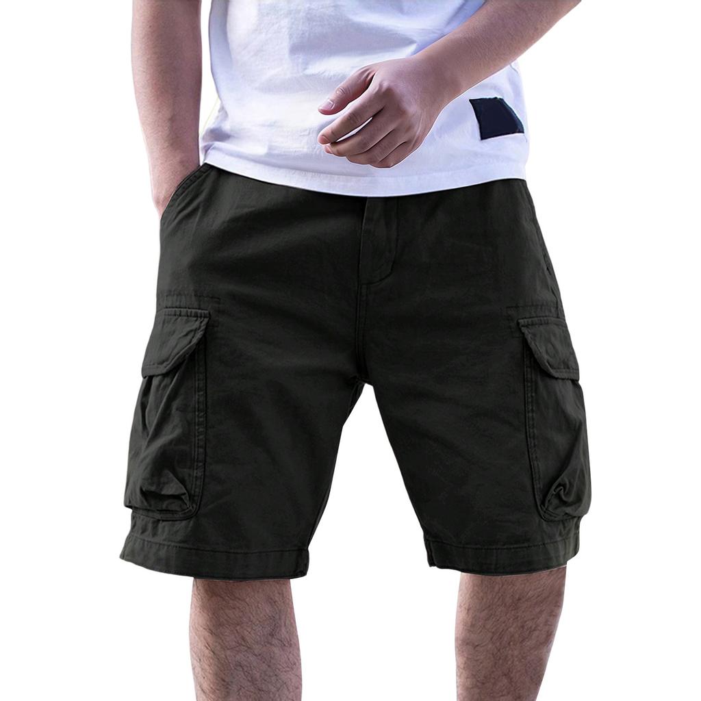 Men's Summer Multi-Pocket Cargo Shorts Men's Casual Fashion Color Loose Cargo Shorts