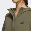 adidas Women's Waist-tightening Mid-length Hooded Windbreaker Jacket Olive Green IX6795