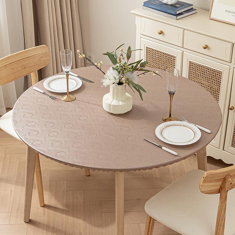 

60-120cm Waterproof Oil-Proof PVC Tablecloth with Elastic Edged Non-Slip Full Wrap Party Table Cover Kitchen Restaurant Decor 60cm