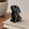 3D Printed Sitting Dog Figurine Modern Black Puppy Decorative Statue Animal Shape Sculpture