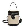 Niche design fashionable contrasting color portable canvas bag women's spring new versatile messenger bucket bag