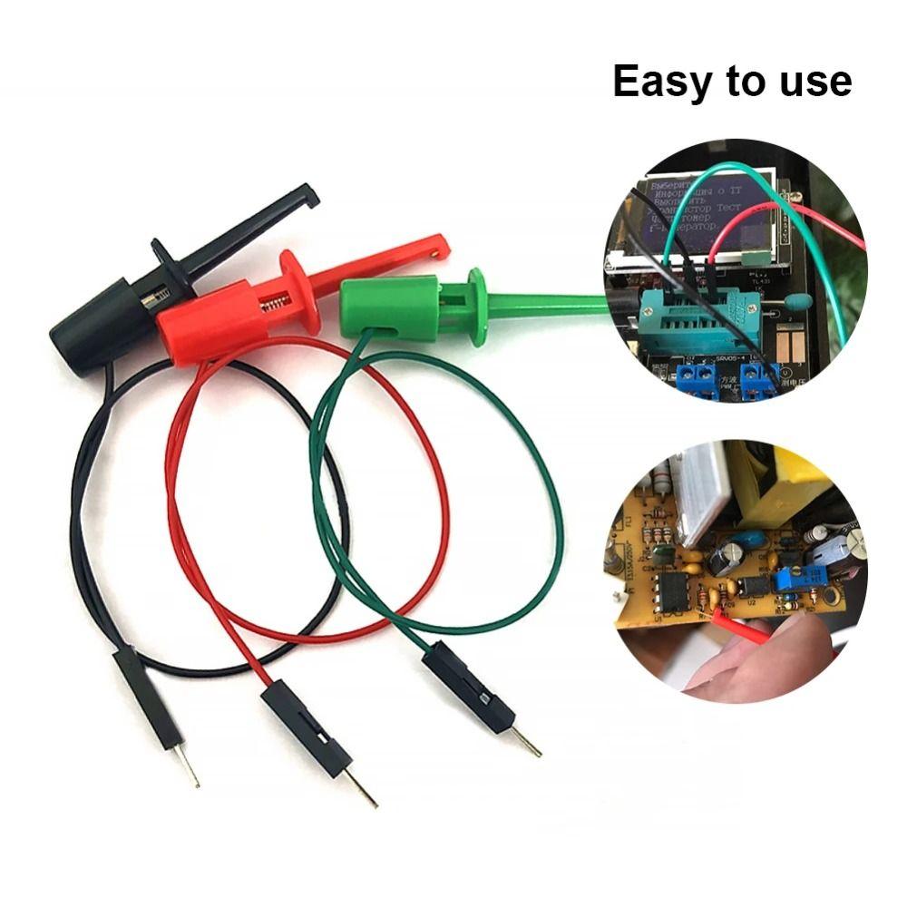 3pcs/set Precision Electrical Hook Test Clip Male Head DuPont Line Transistor Tester Repair