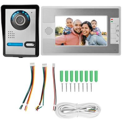 7 Zoll Kabelgebundener Farb-Bildschirm Infrarot-Nachtsicht Wasserdicht Visuelle Gegensprechanlage Türklingel-Set