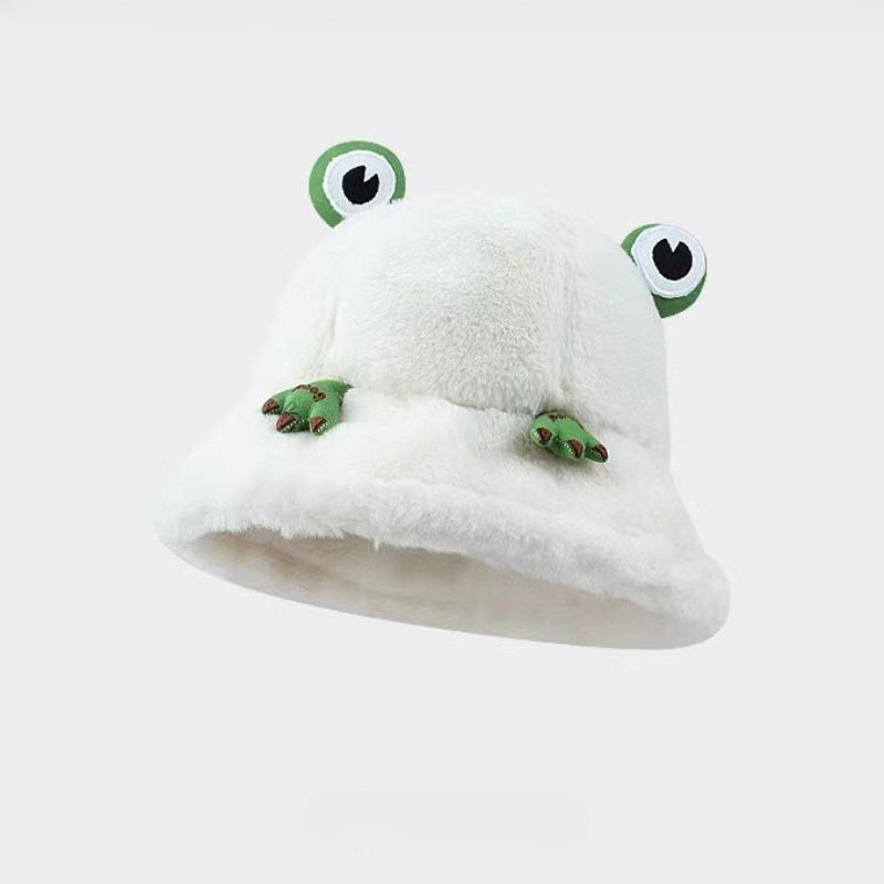 Fashion Autumn Winter Fisherman Hat Cute Soft Frog Hat Keep Warm Bucket Hats Outdoor